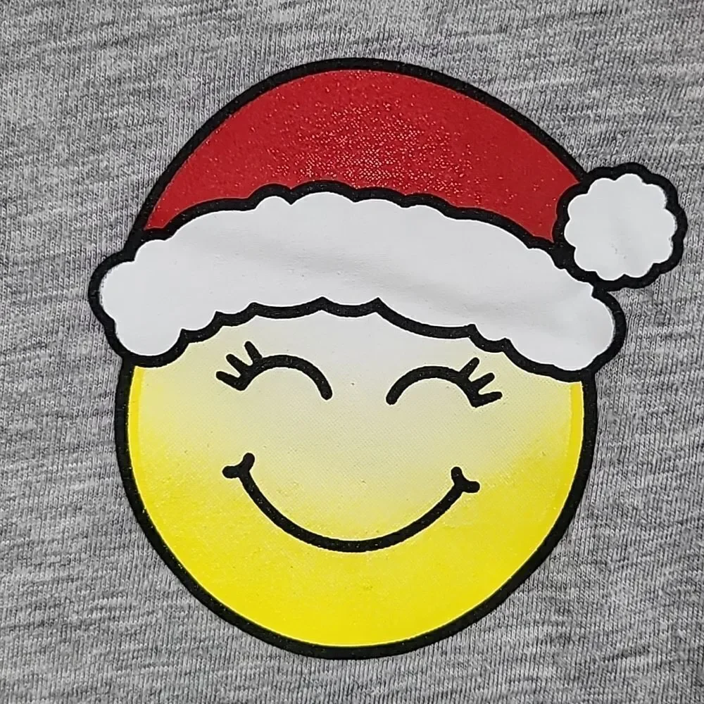 Justice Christmas Tree Girls 14 Emoji Text Bubble Holiday T-Shirt Gray Tee Shirt